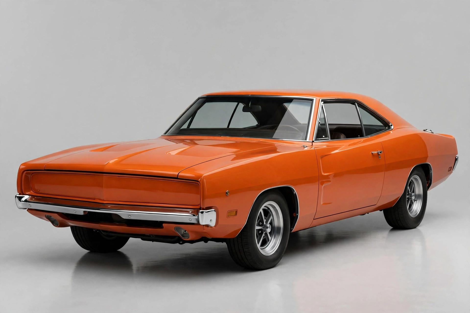 Illustration of a classic orange American muscle car
